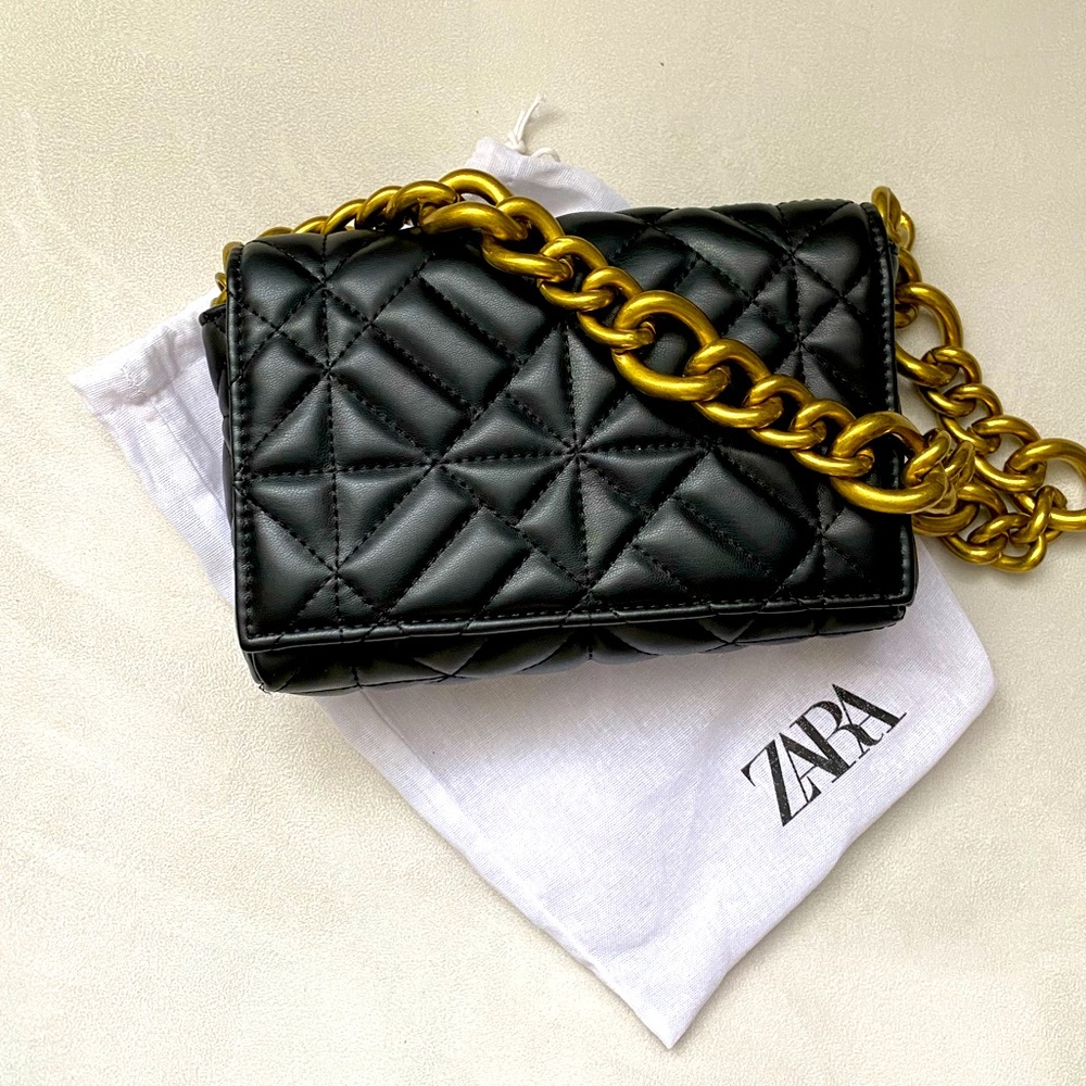 Zara Black Faux Leather Clutch - New w/o tags